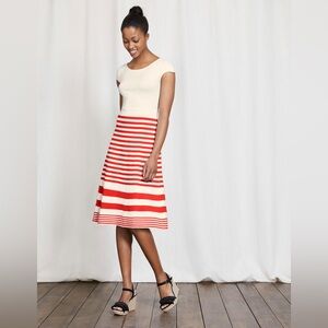 Boden Harriet Knitted Dress, red & off-white, size 8, EUC